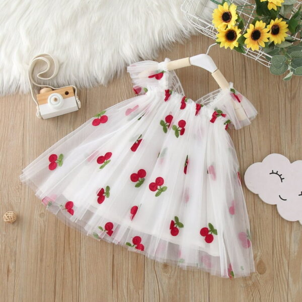 *BEAUTIFUL EMBROIDERY CHERRY PRINCESS BUTTERFLY FAIRY DRESS WITH  WINGS*