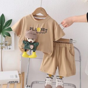 ADORABLE 2PC BEAR ATTACHED TSHIRT WITH SHORTS