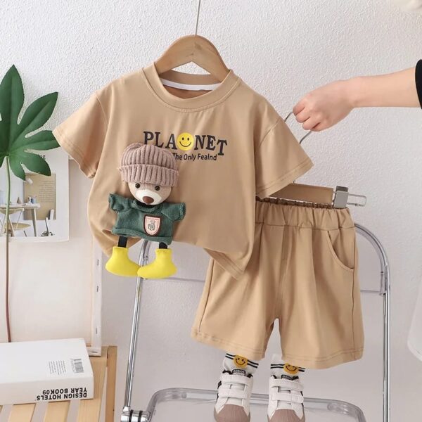 ADORABLE 2PC BEAR ATTACHED TSHIRT WITH SHORTS
